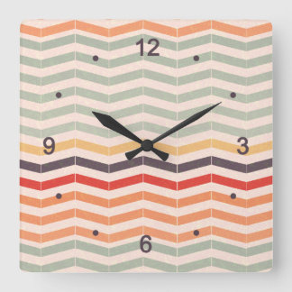 Vintag Zickzack Zigzag Streifen Quadratische Wanduhr