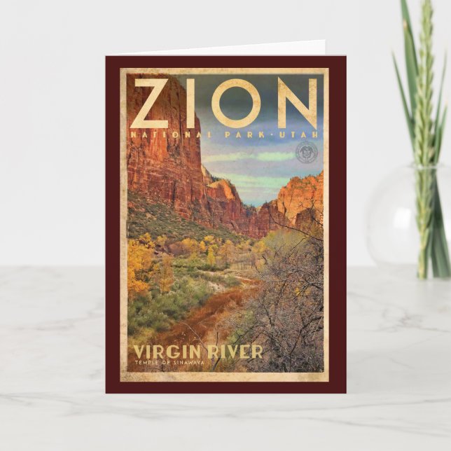 Vintag Zion Nationalpark Grußkarten Karte (Vorderseite)
