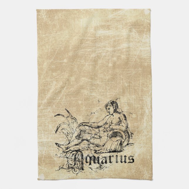 Vintag Zodiac Aquarius Geschirrtuch (Vertikal)