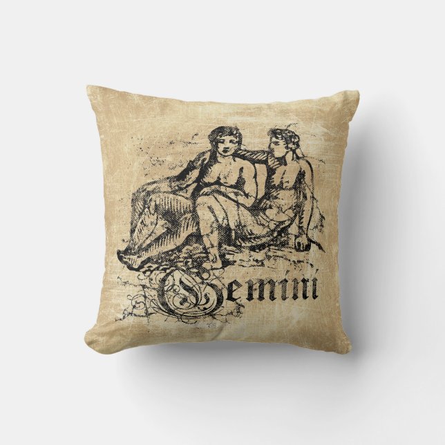 Vintag Zodiac Gemini Kissen (Vorderseite)