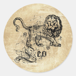 Vintag Zodiac Leo Runder Aufkleber