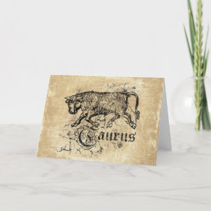 Vintag Zodiac Taurus Karte