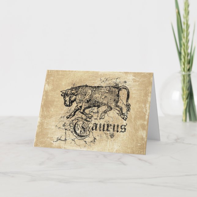 Vintag Zodiac Taurus Karte (Vorderseite)