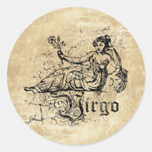 Vintag Zodiac Virgo Runder Aufkleber
