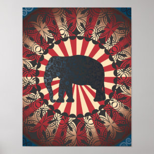Vintag zu Circus Elephant Free Mandarin Poster