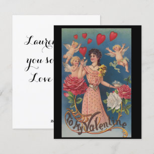 Vintag zu meiner Valentinerdame mit Cherubs-Rose Feiertagskarte
