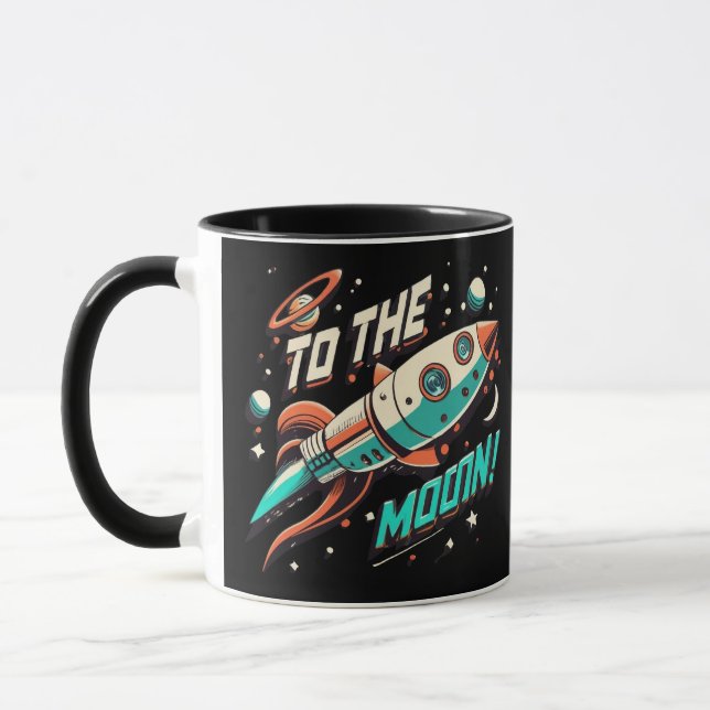 Vintag zum Mondraketenschiff Tasse (Links)