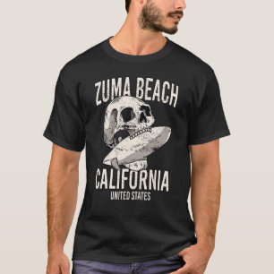 Vintag Zuma Beach California Ca Retro Surfer Skul T-Shirt
