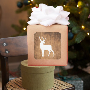 Vintaga Beauty Wood & Deer Quadratischer Aufkleber