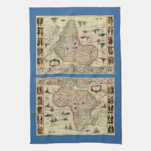 Vintage 1660's Afrika-Karte durch Willem Janszoon Handtuch