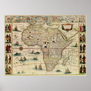 Vintage 1660's Afrika-Karte durch Willem Janszoon Poster