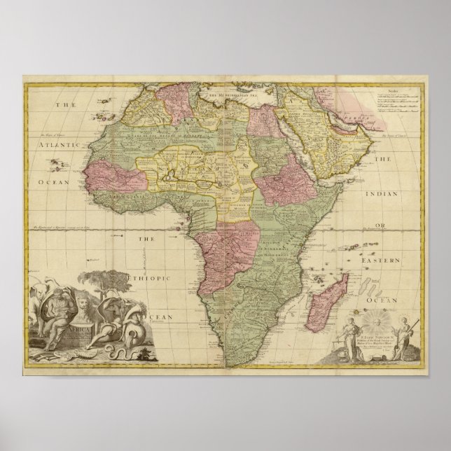 Vintage 1725 Africa Map Poster (Vorne)