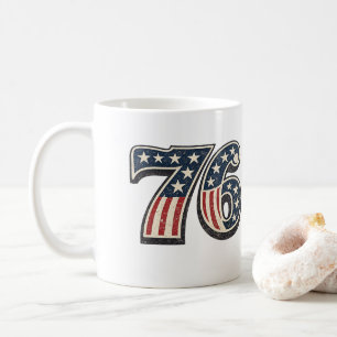 Vintage 1776 Amerikanische Flagge Nummer 76 Patrio Kaffeetasse