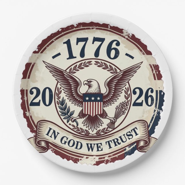 Vintage 1776 Eagle Badge Patriotic Pappteller (Vorderseite)