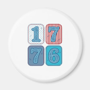 Vintage 1776 patriotisches Patchwork Magnet
