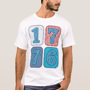 Vintage 1776 patriotisches Patchwork T-Shirt