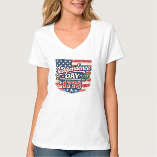 Vintage 1776 Unabhängigkeitstag Amerikanische Flag T-Shirt