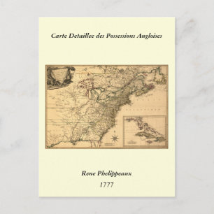 Vintage 1777 Amerikanische Kolonien Karte von Phel