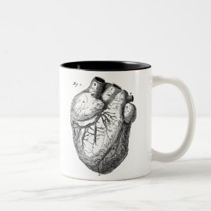 Vintage 1800er Herz Retro Herz Anatomie Herzen Zweifarbige Tasse