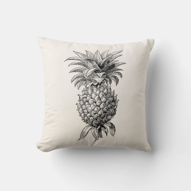Vintage 1800s Ananas-Illustrations-Ananas Kissen (Vorderseite)