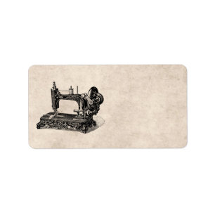Vintage 1800s Nähmaschine-Illustration Adressaufkleber