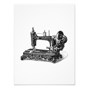 Vintage 1800s Nähmaschine-Illustration Fotodruck