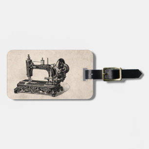 Vintage 1800s Nähmaschine-Illustration Gepäckanhänger