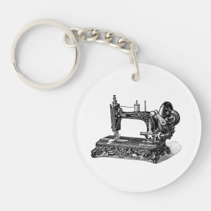 Vintage 1800s Nähmaschine-Illustration Schlüsselanhänger