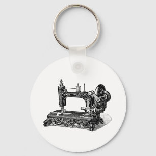 Vintage 1800s Nähmaschine-Illustration Schlüsselanhänger