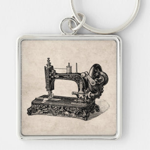 Vintage 1800s Nähmaschine-Illustration Schlüsselanhänger