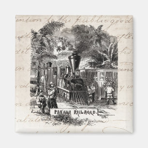 Vintage 1800s Panamakanal-Eisenbahn-Zug-Schablone Magnet