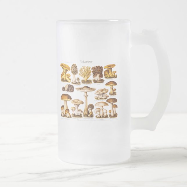 Vintage 1800s Pilz-Vielzahl-Pilz-Schablone Mattglas Bierglas (Rechts)