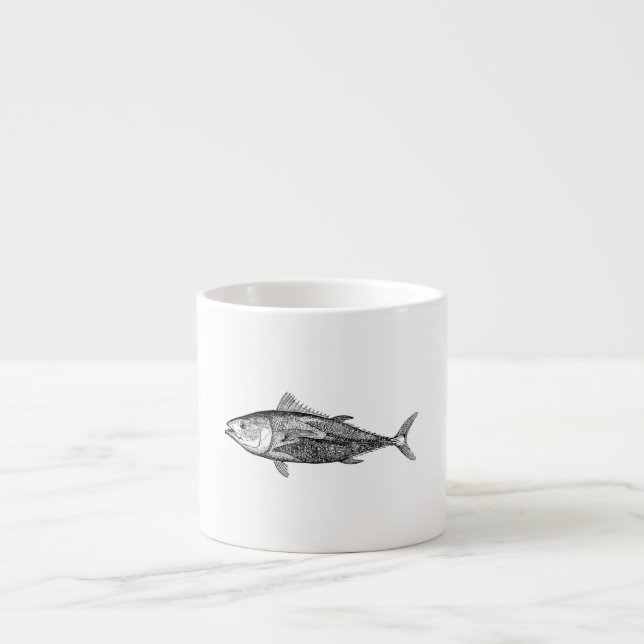 Vintage 1800s Thunfisch-Fisch-personalisiertes Espressotasse (Vorderseite)