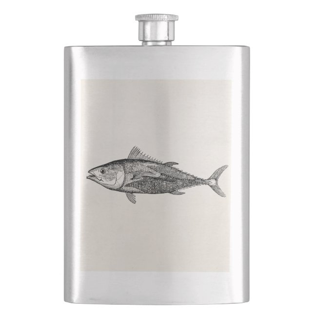 Vintage 1800s Thunfisch-Fisch-personalisiertes Flachmann (Vorderseite)