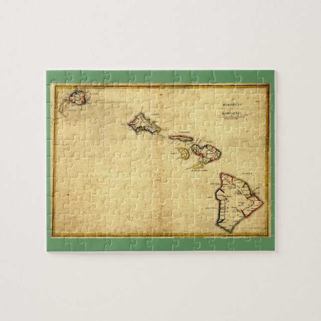 Vintage 1837 Hawaii Map - Hawaiian Islands (Horizontal)
