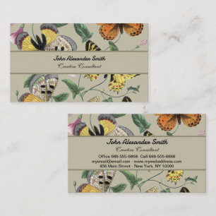 Vintage 1842 Schmetterling Nachtfalter Botanische Visitenkarte