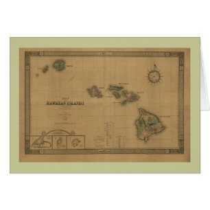 Vintage 1876 Hawaii-Karte - hawaiische Inseln