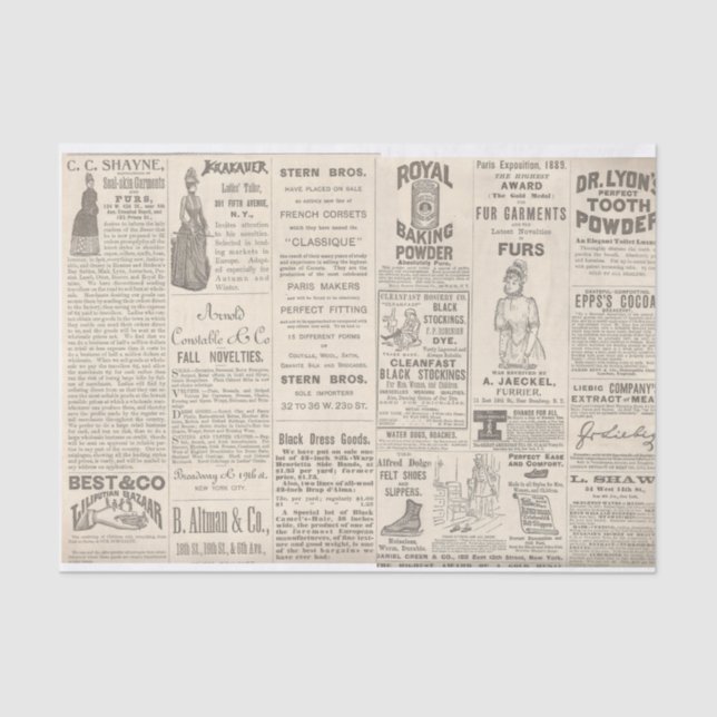 Vintage 1889 Werbung Seidenpapier (Vorderseite)