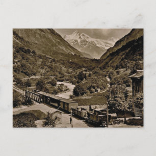 Vintage, 1890, Eisenbahnzug in Grindelwald Postkarte