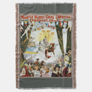 Vintage 1900 Mobile Mardi Gras Karneval Poster Kun Decke