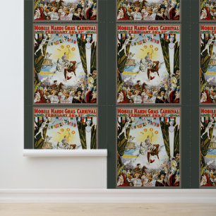 Vintage 1900 Mobile Mardi Gras Karneval Poster Kun Tapete