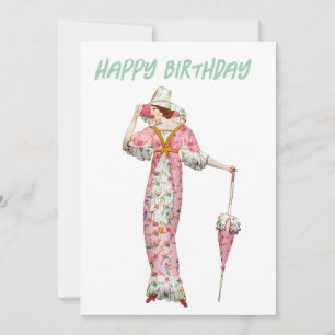 Vintage 1900er-Frau Happy Birthday Feiertagskarte
