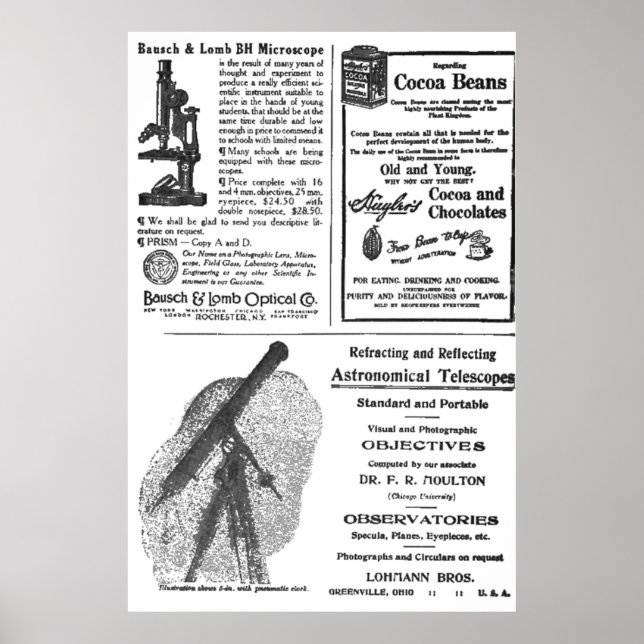 Vintage 1900er-Jahre-Zeitungsanzeigen Poster (Vorne)