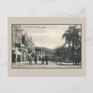 Vintage 1900er Santos-Straßenszene Brasilien Postkarte