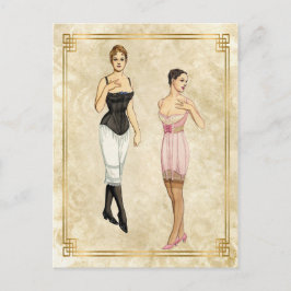 Vintage 1900er-Unterwäsche-Mode-Illustration Postkarte