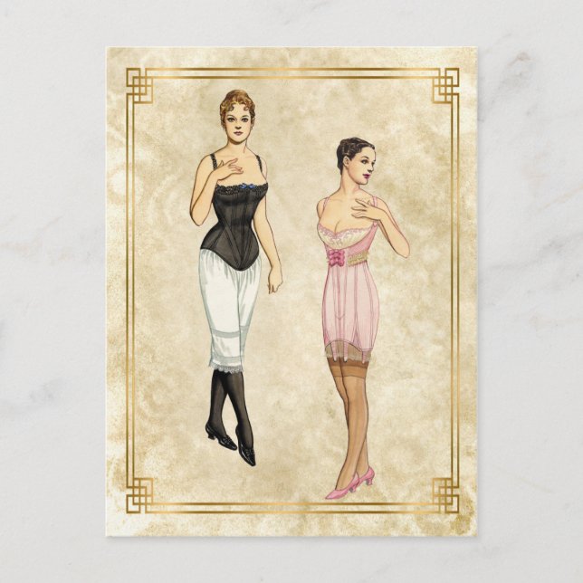 Vintage 1900er-Unterwäsche-Mode-Illustration Postkarte (Vorderseite)