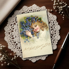Vintage 1904 Girl Violets Birthday  Postkarte