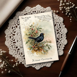 Vintage 1908 Blackbird Christmas Holiday Art Postkarte
