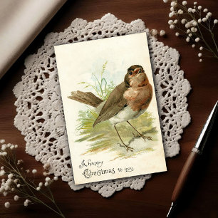 Vintage 1908 Robin Bird Weihnachtsgruß Postkarte