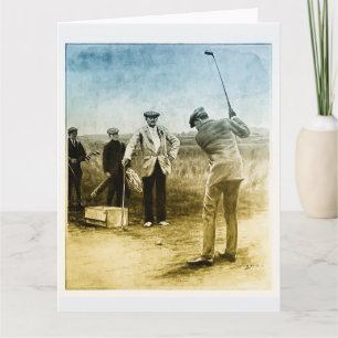 Vintage 1910 Golfer Big Card Dankeskarte